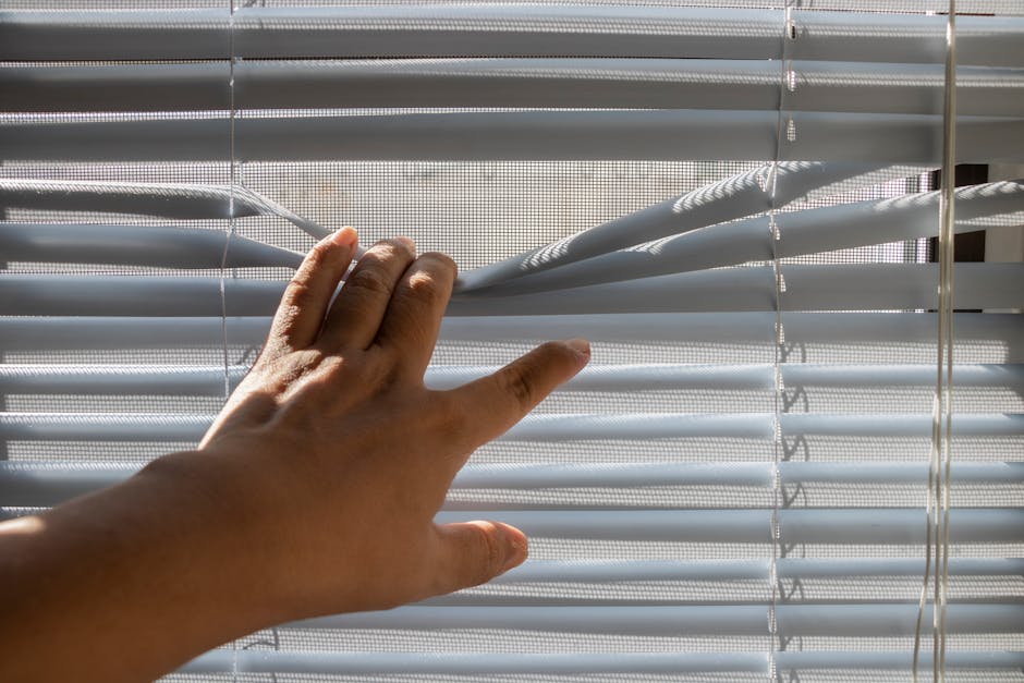 Professional contractor measuring and installing window blinds